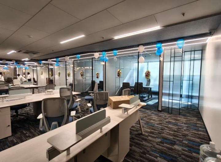 VISTALINE aluminium glass partition installed in office space — Hyderabad